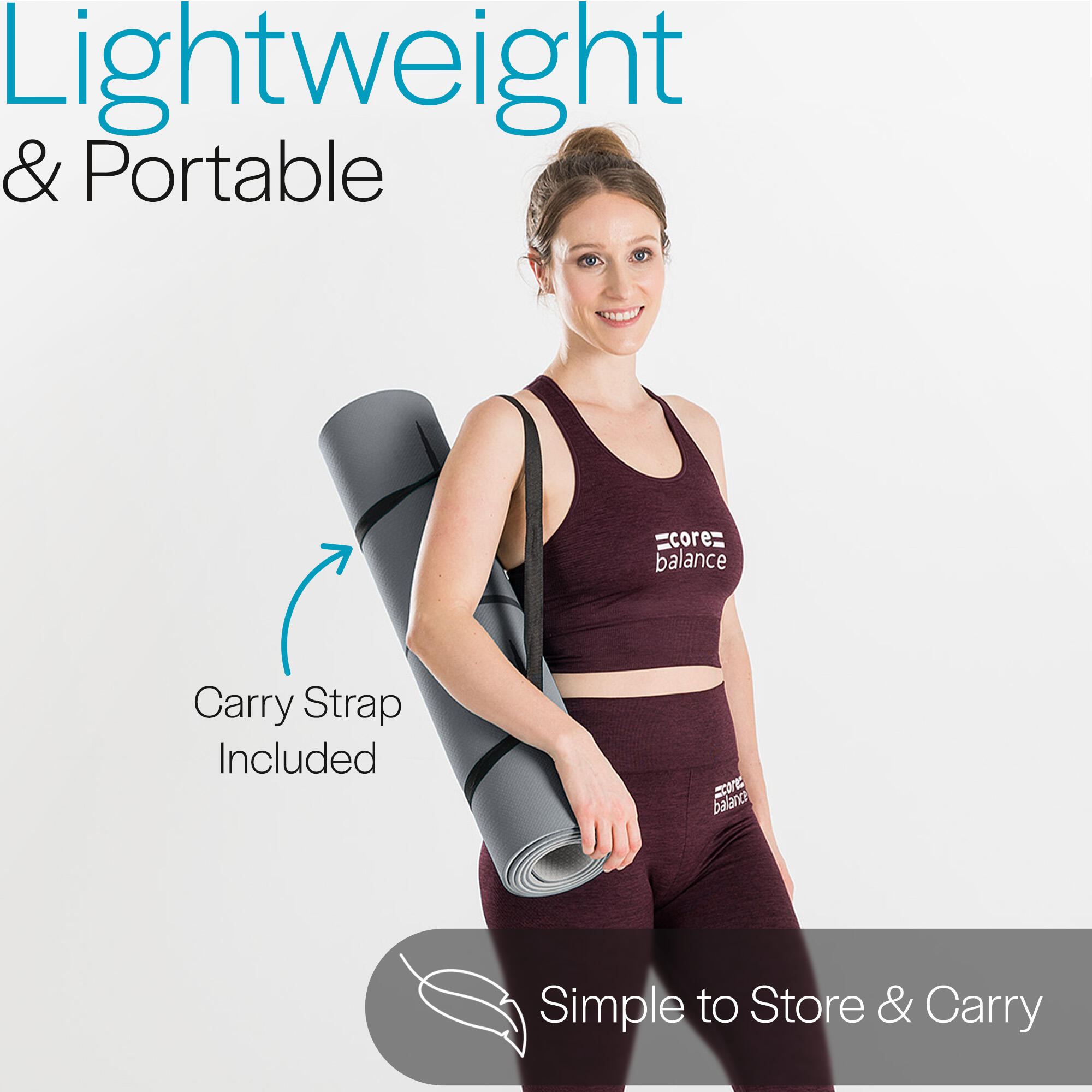 TPE Yoga Mat With Body Alignment Lines Non Slip Extra Wide 6mm Foam Core Balance 5/6