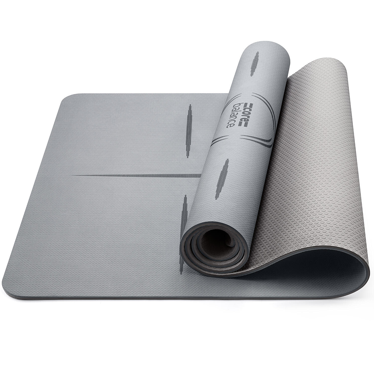 CORE BALANCE TPE Yoga Mat With Body Alignment Lines Non Slip Extra Wide 6mm Foam Core Balance