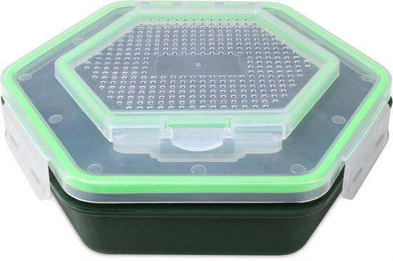 Madendose Wurmdose Hexagon Aufbewahrungsbox für Angelköder mit Klappdeckel (L)