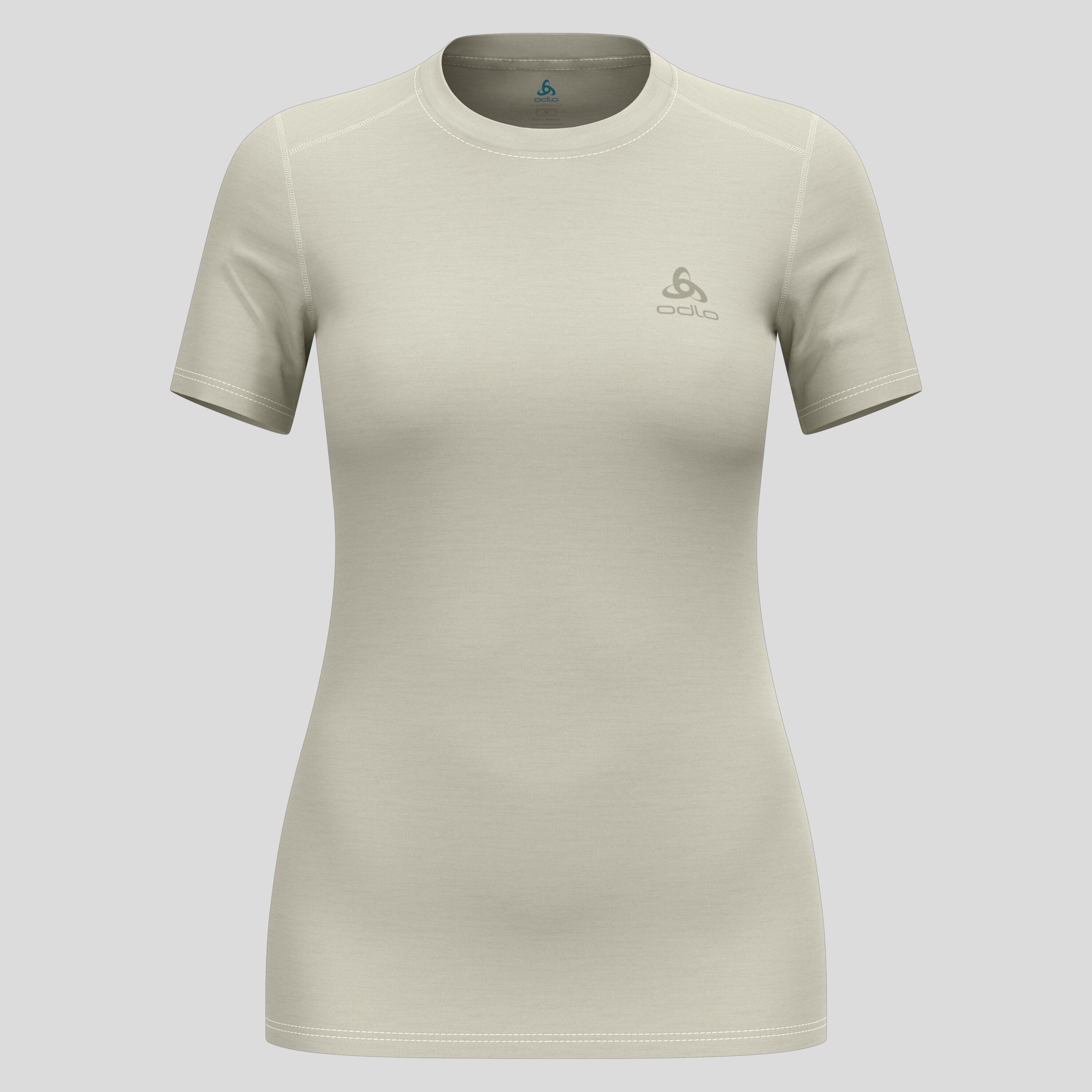 Koszulka damska ODLO Merino 160 BL TOP krótki rękaw - beżowa, 100% wełna