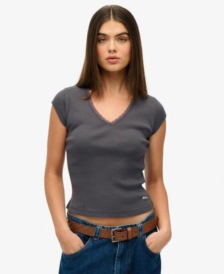 T-shirt Essential Lace Trim V Tee