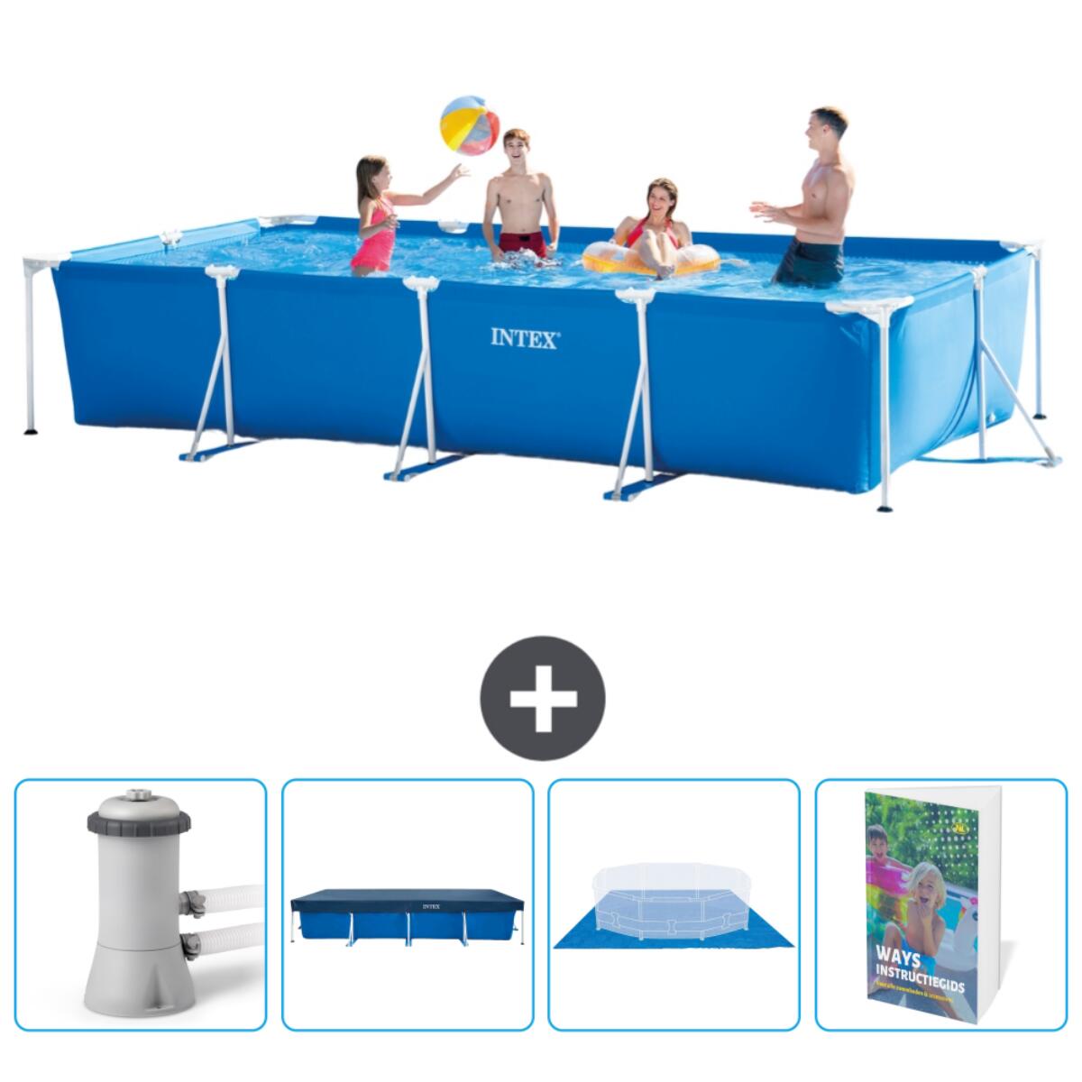 Intex - Piscine À Cadre Rectangulaire - 450x220x84 Cm + Accessoires Cb117 - Piscine - Bleu - No Size - Decathlon