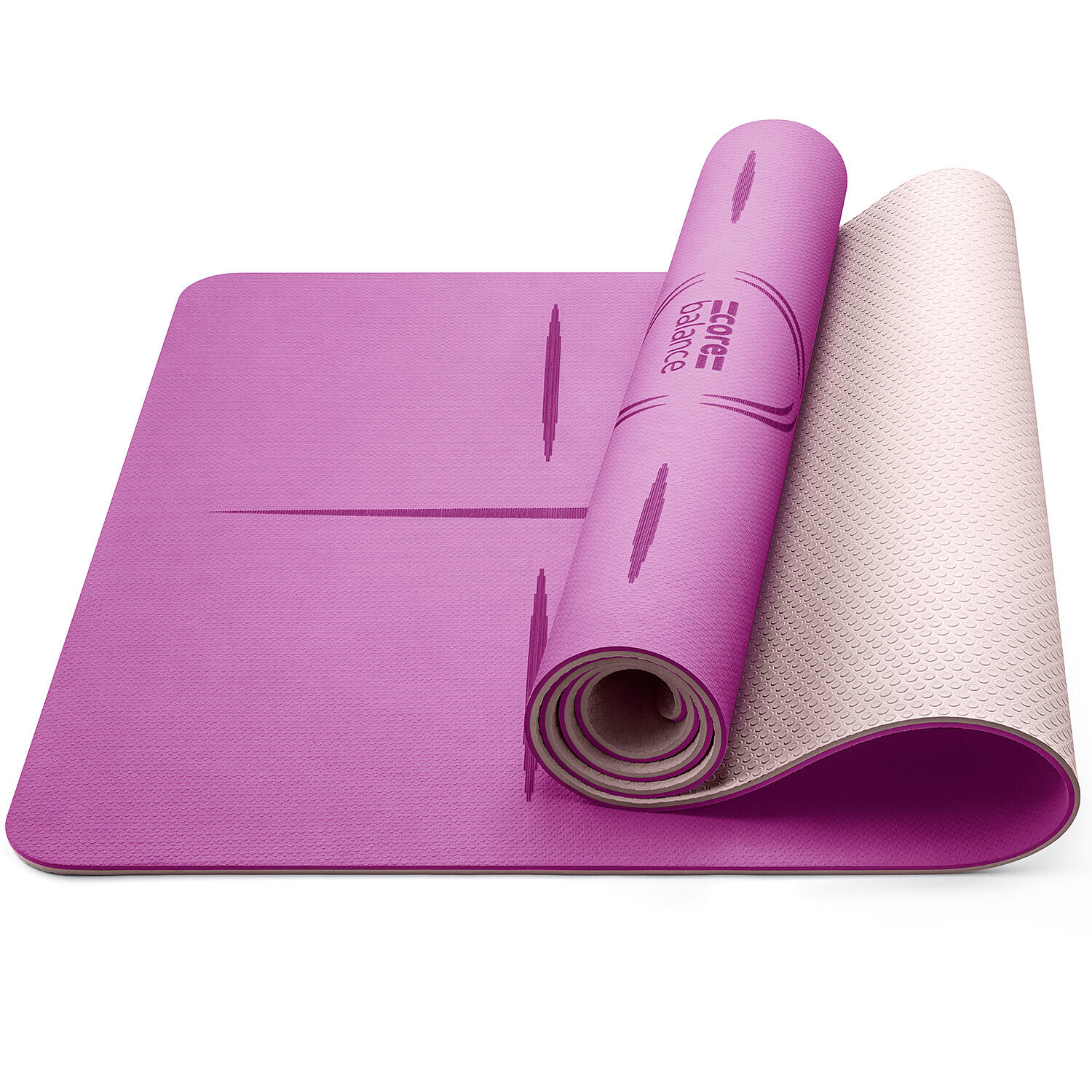 CORE BALANCE TPE Yoga Mat With Body Alignment Lines Non Slip Extra Wide 6mm Foam Core Balance