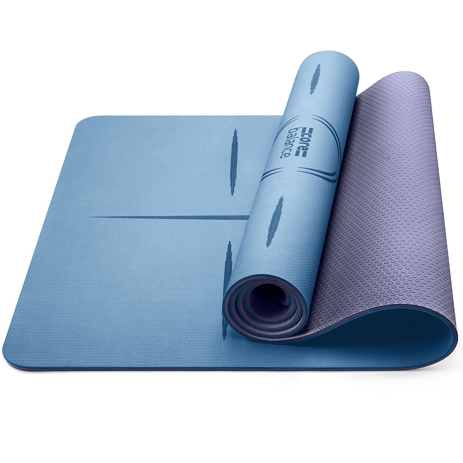 CORE BALANCE TPE Yoga Mat With Body Alignment Lines Non Slip Extra Wide 6mm Foam Core Balance