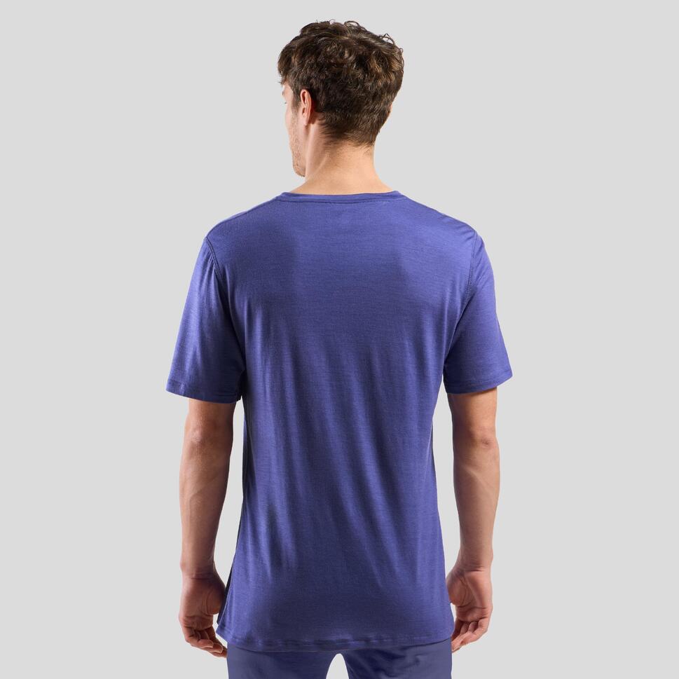 Koszulka męska ODLO Merino 160 BL Top - 100% wełna merino, krótki rękaw