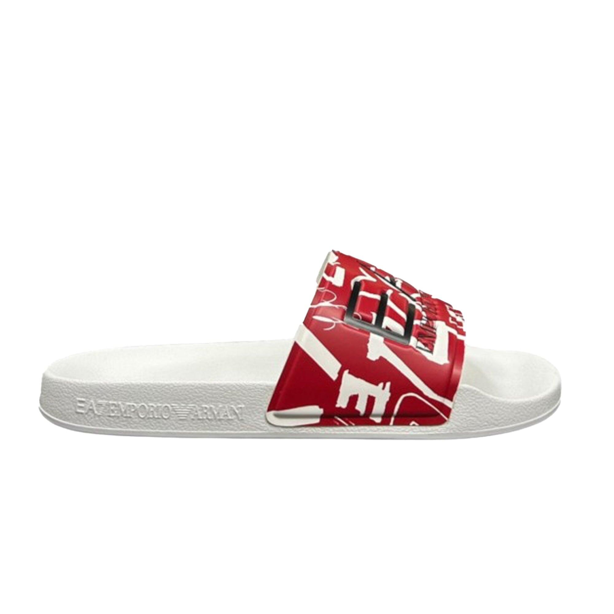 EMPORIO ARMANI CONNECTED Visibility Logo Slides White/Red Writing Print