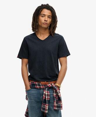 T-Shirt V mit rauhem Saum aus Baumwolle von SUPERDRY