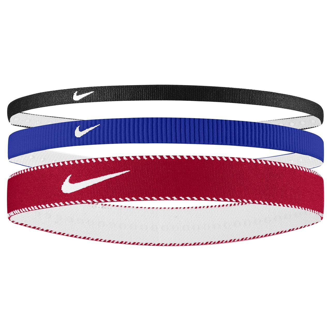 NIKE Classic Mixed Flexible Headband (Pack of 3) (Red/Blue/Black)