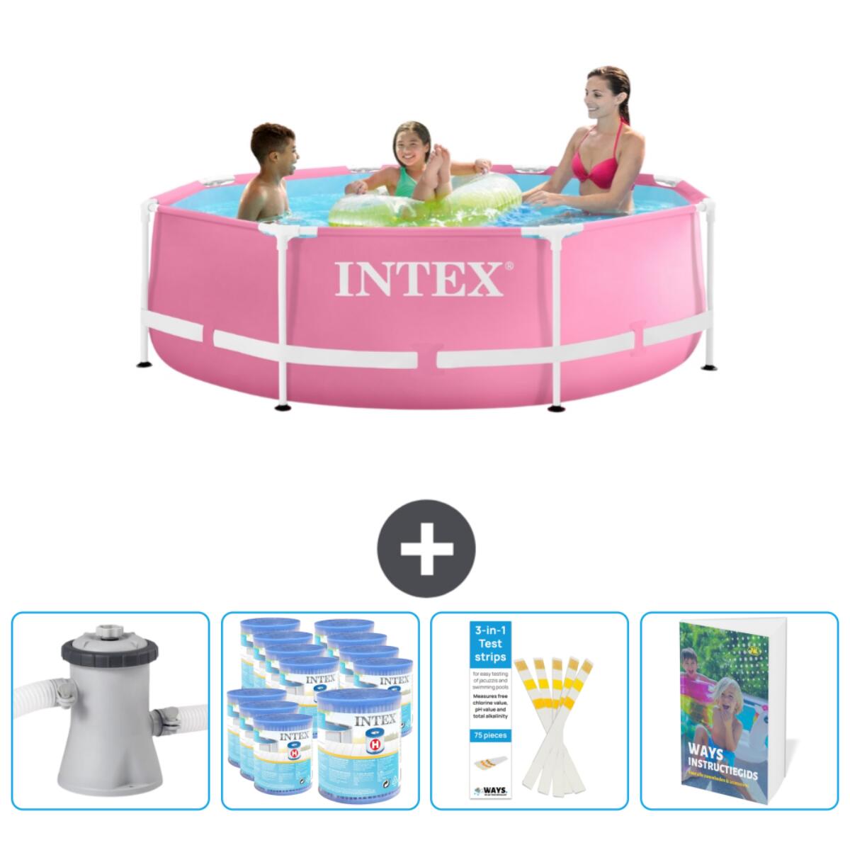 Intex - Piscine À Cadre Ronde - 244x76 Cm + Accessoires Cb123 - Piscine - Rose - No Size - Decathlon