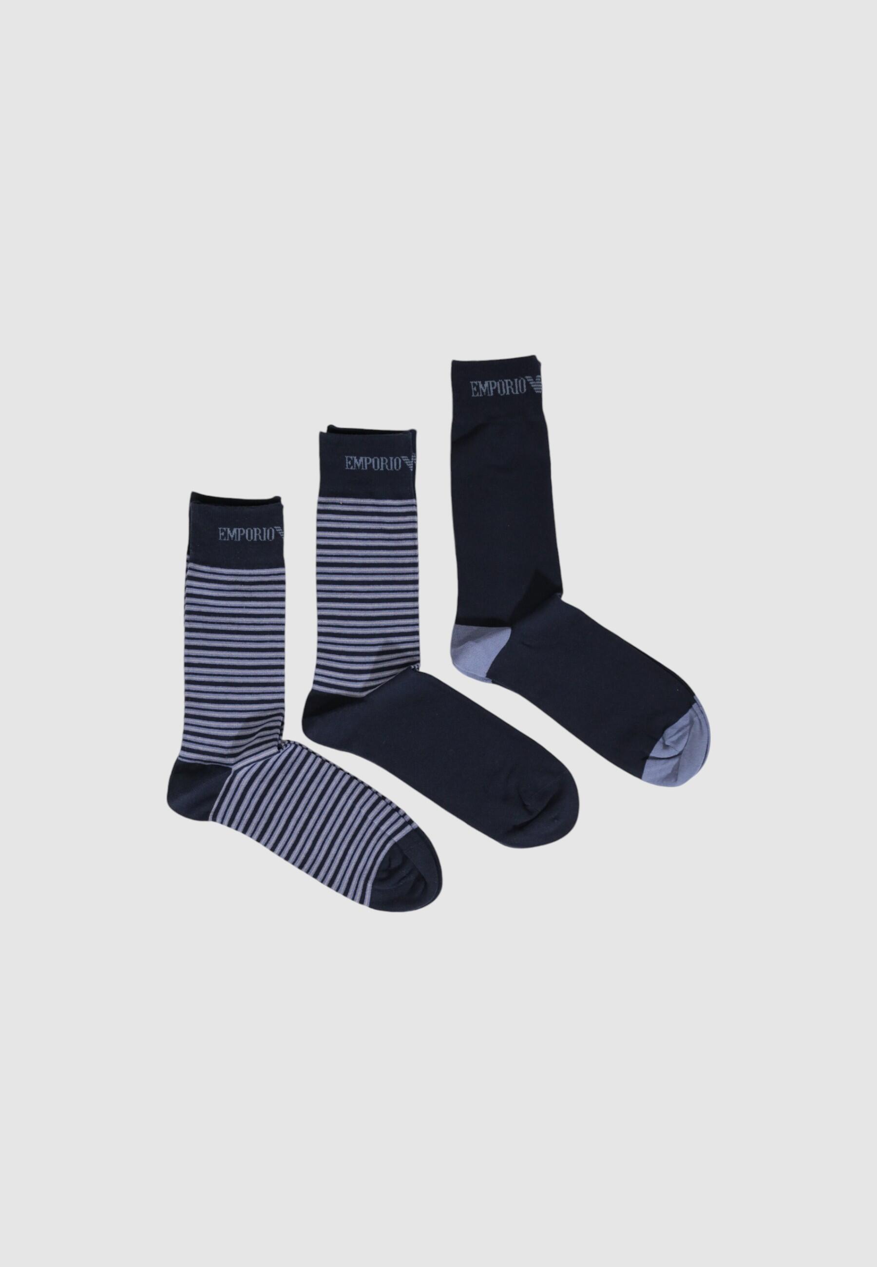 EMPORIO ARMANI CONNECTED Calzini Uomo SHORT SOCK 3-PACK Blu