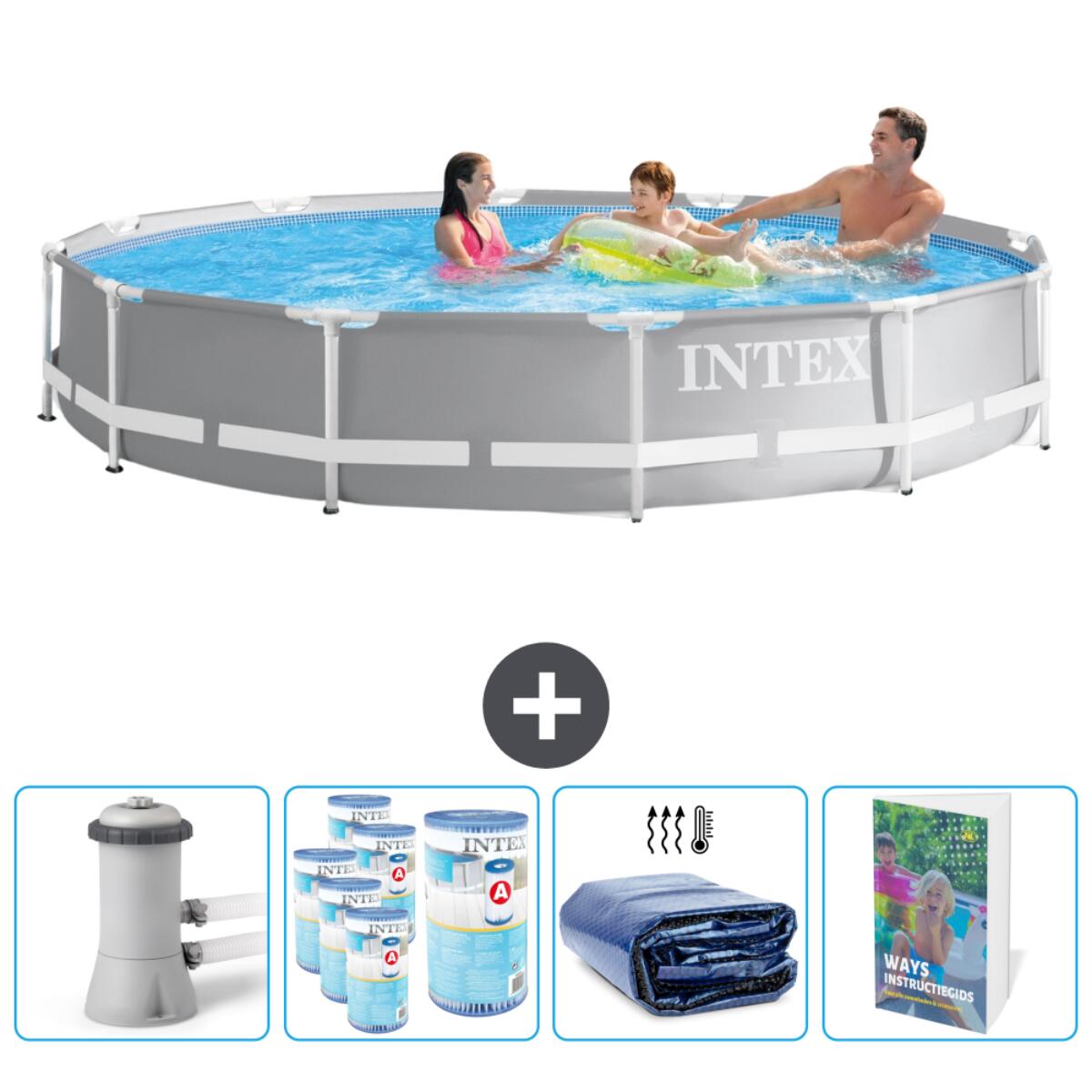 Intex - Piscine Ronde Prism Frame - 366x76 Cm + Accessoires Cb102 - Piscine - Gris - No Size - Decathlon
