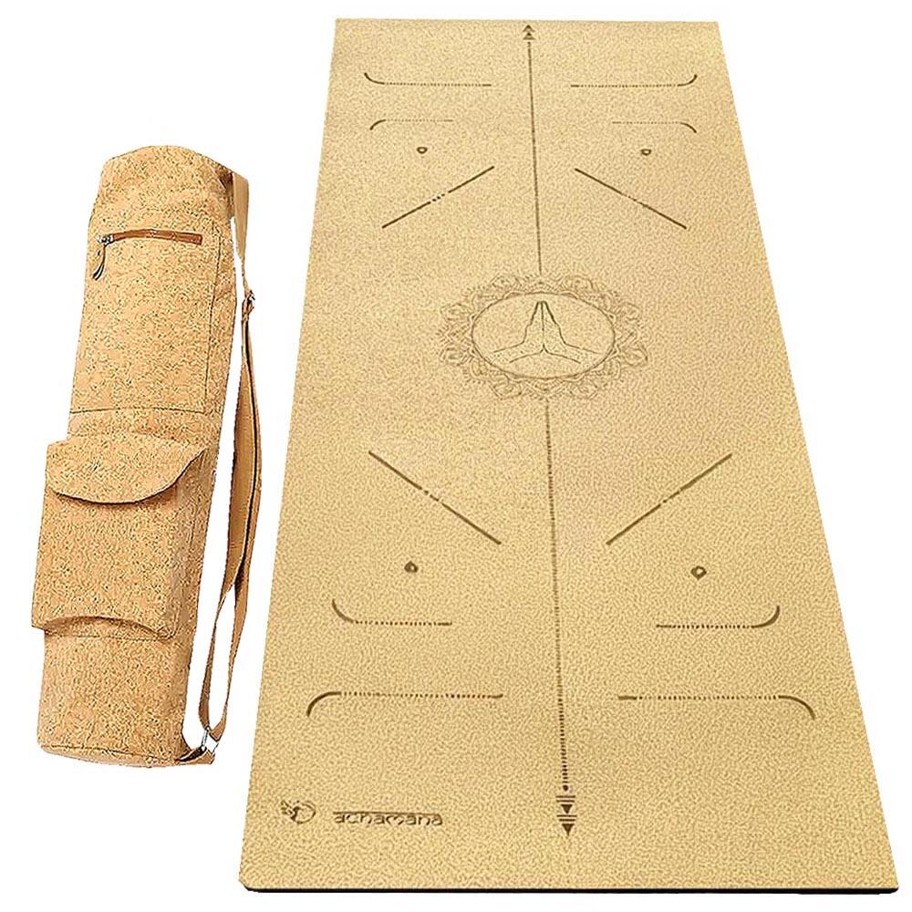 Achamana - Tapis Yoga Liège Hi-tech, 6mm + Sac Liège - 3 Matériaux Pour Plus De Confort 4 - Tapis De Yoga - Beige - 183 Cm - Decathlon