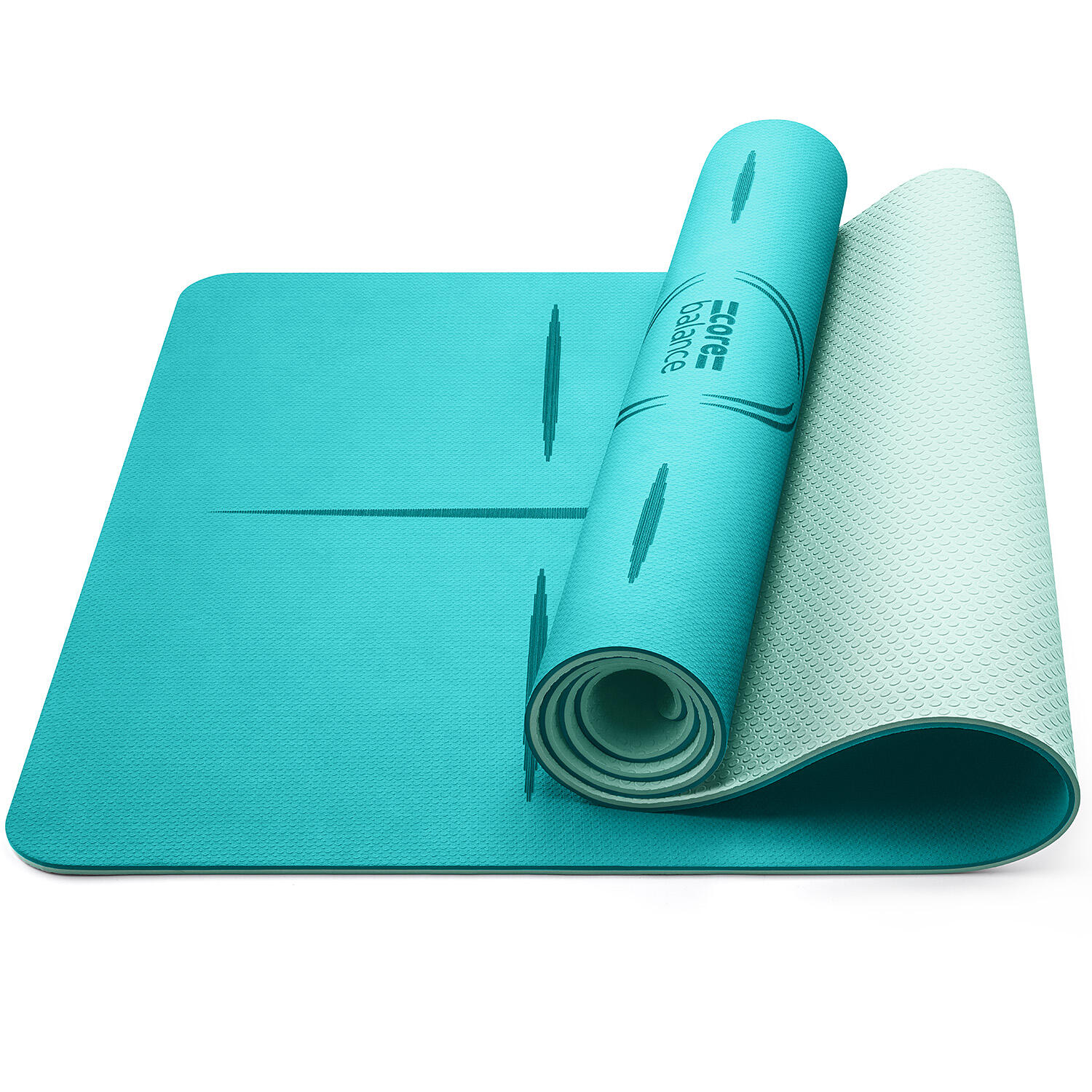 CORE BALANCE TPE Yoga Mat With Body Alignment Lines Non Slip Extra Wide 6mm Foam Core Balance