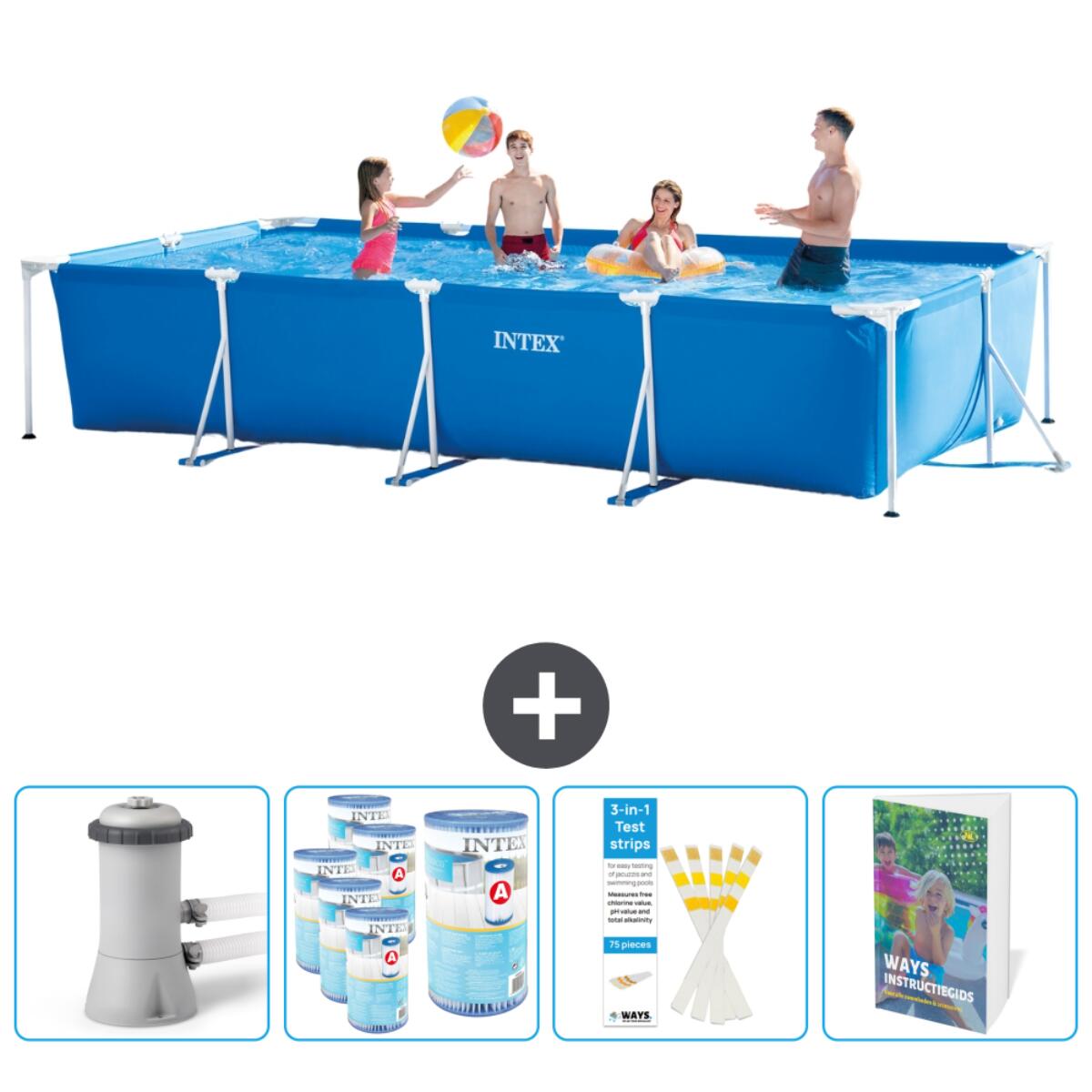 Intex - Piscine À Cadre Rectangulaire - 450x220x84 Cm + Accessoires Cb107 - Piscine - Bleu - No Size - Decathlon