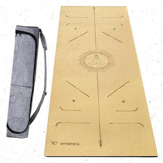 Tapis yoga liège Hi-tech, 6mm + Sac étanche, 3 matériaux pour plus de confort 4