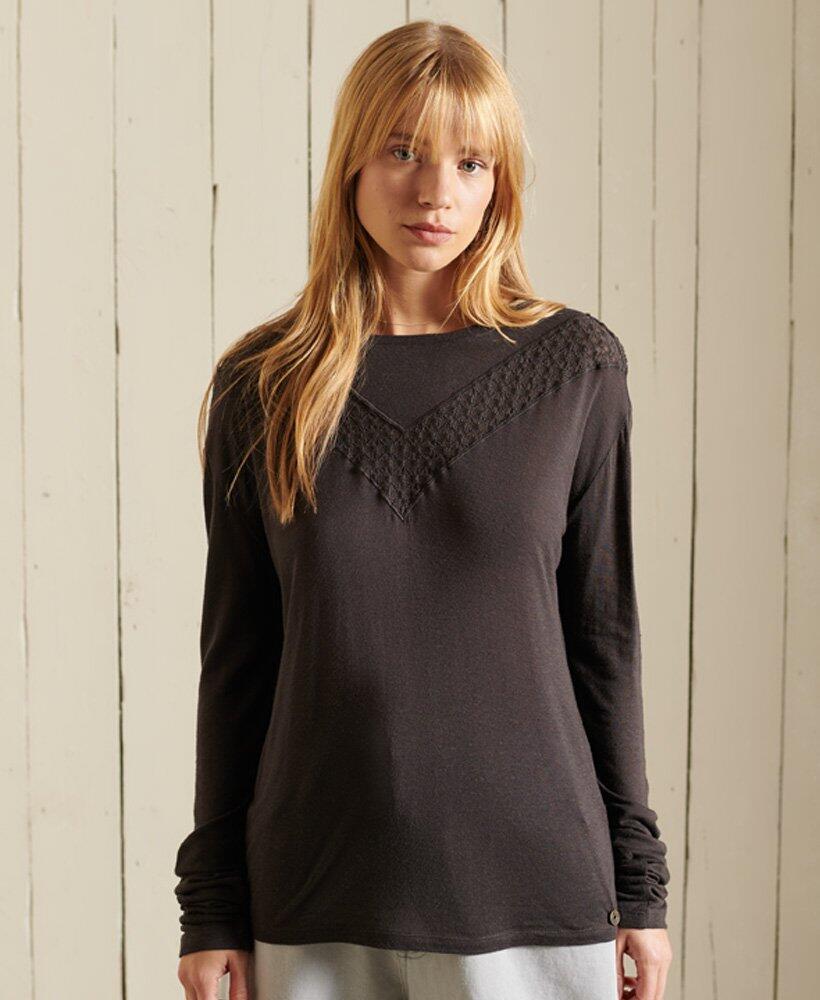 SUPERDRY Langarm-Jerseyoberteil mit Spitze Rock Lace