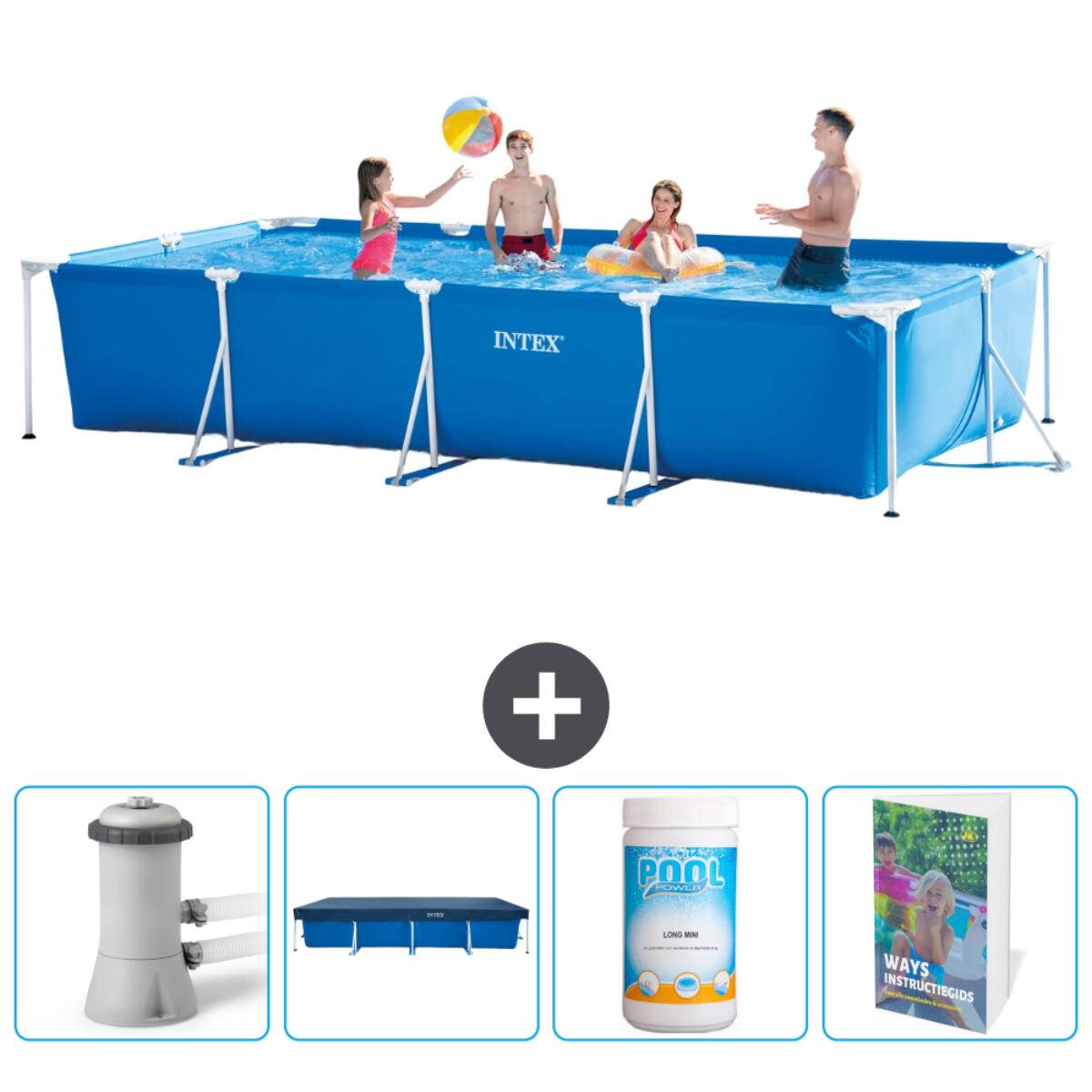 Intex - Piscine À Cadre Rectangulaire - 450x220x84 Cm + Accessoires Cb100 - Piscine - Bleu - No Size - Decathlon