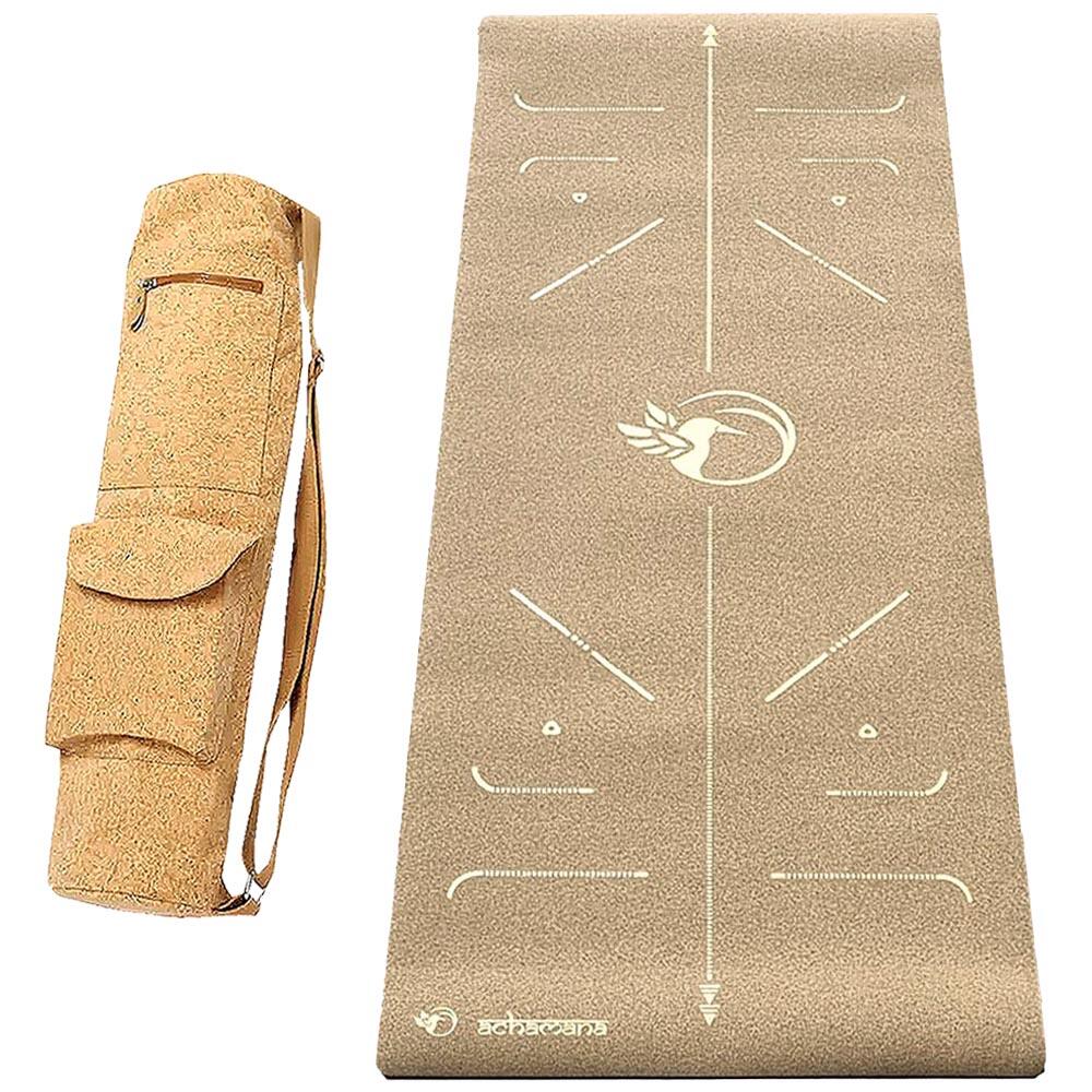 Achamana - Tapis Yoga Liège Hi-tech, 6mm + Sac Liège - 3 Matériaux Pour Plus De Confort 2 - Tapis De Yoga - Beige - 183 Cm - Decathlon