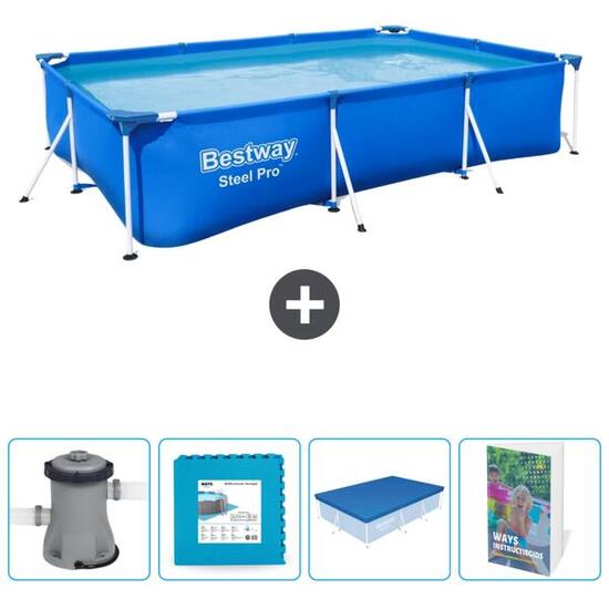 Piscine Rectangulaire Steel Pro - 300x201x66 cm + Accessoires CB71