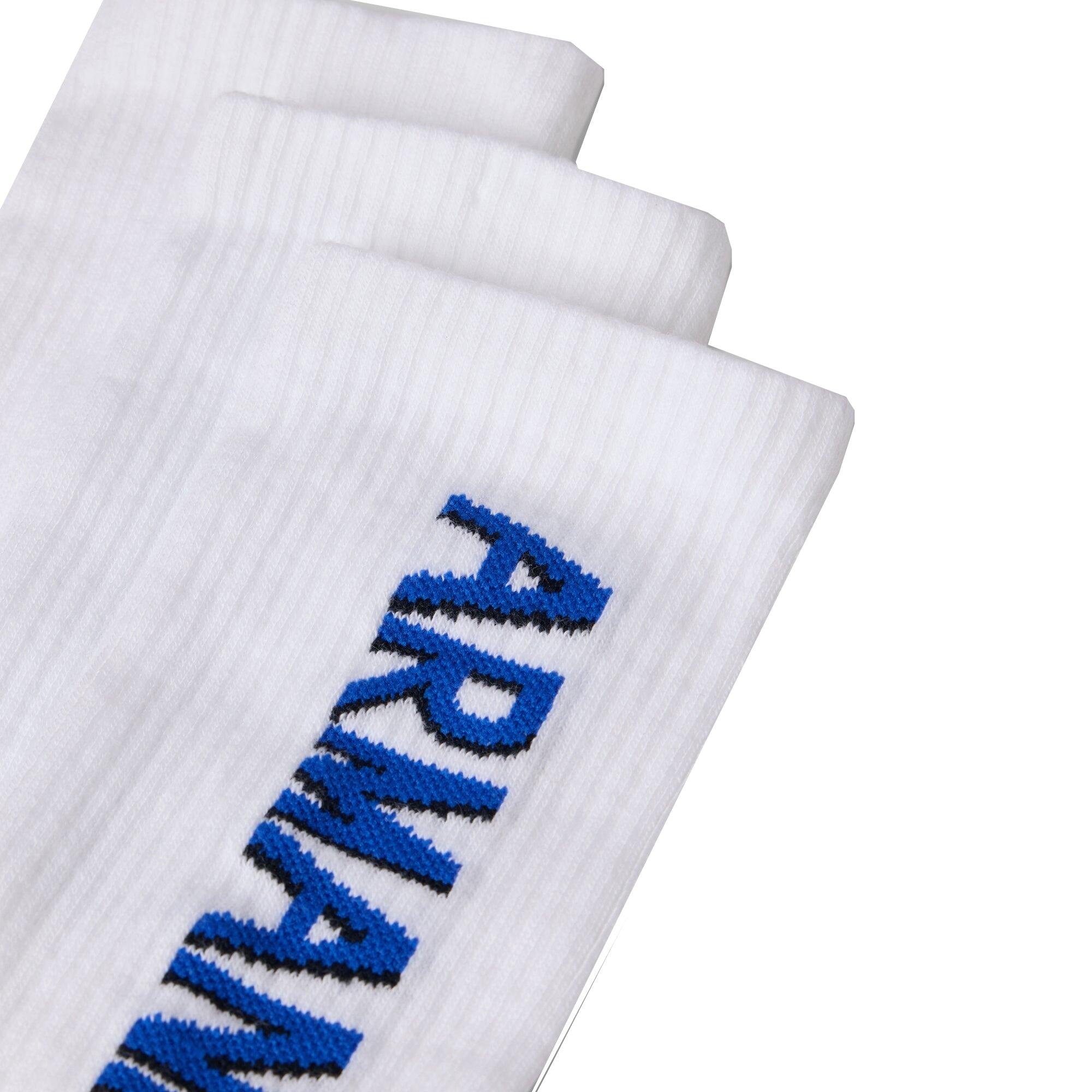 3 Pack Blue Logo Sport Socks White/White/White 2/3