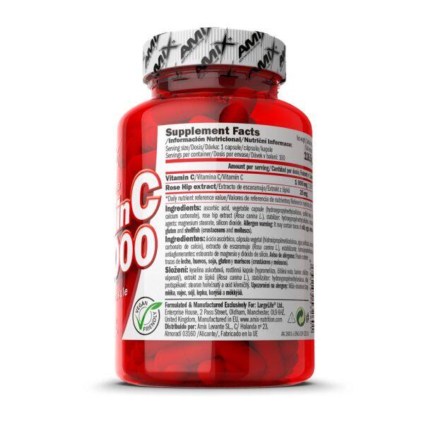 Amix Vitamina C 1000 - 100 Cápsulas Fortalece El Sistema Inmunológico 3/5