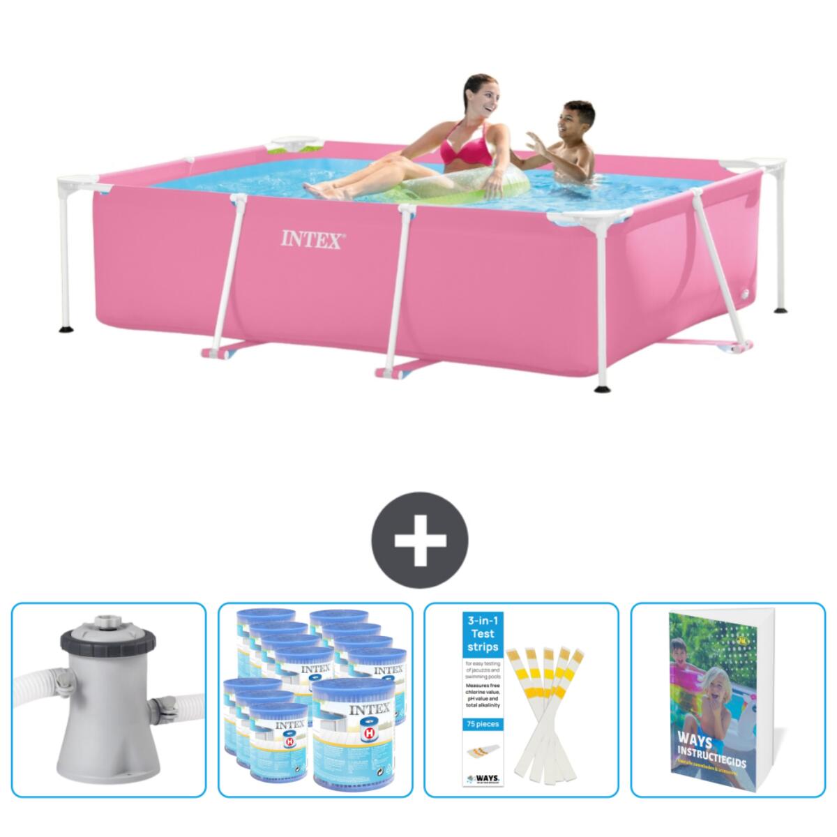 Intex - Piscine À Cadre Rectangulaire - 220x150x60 Cm + Accessoires Cb123 - Piscine - Rose - No Size - Decathlon