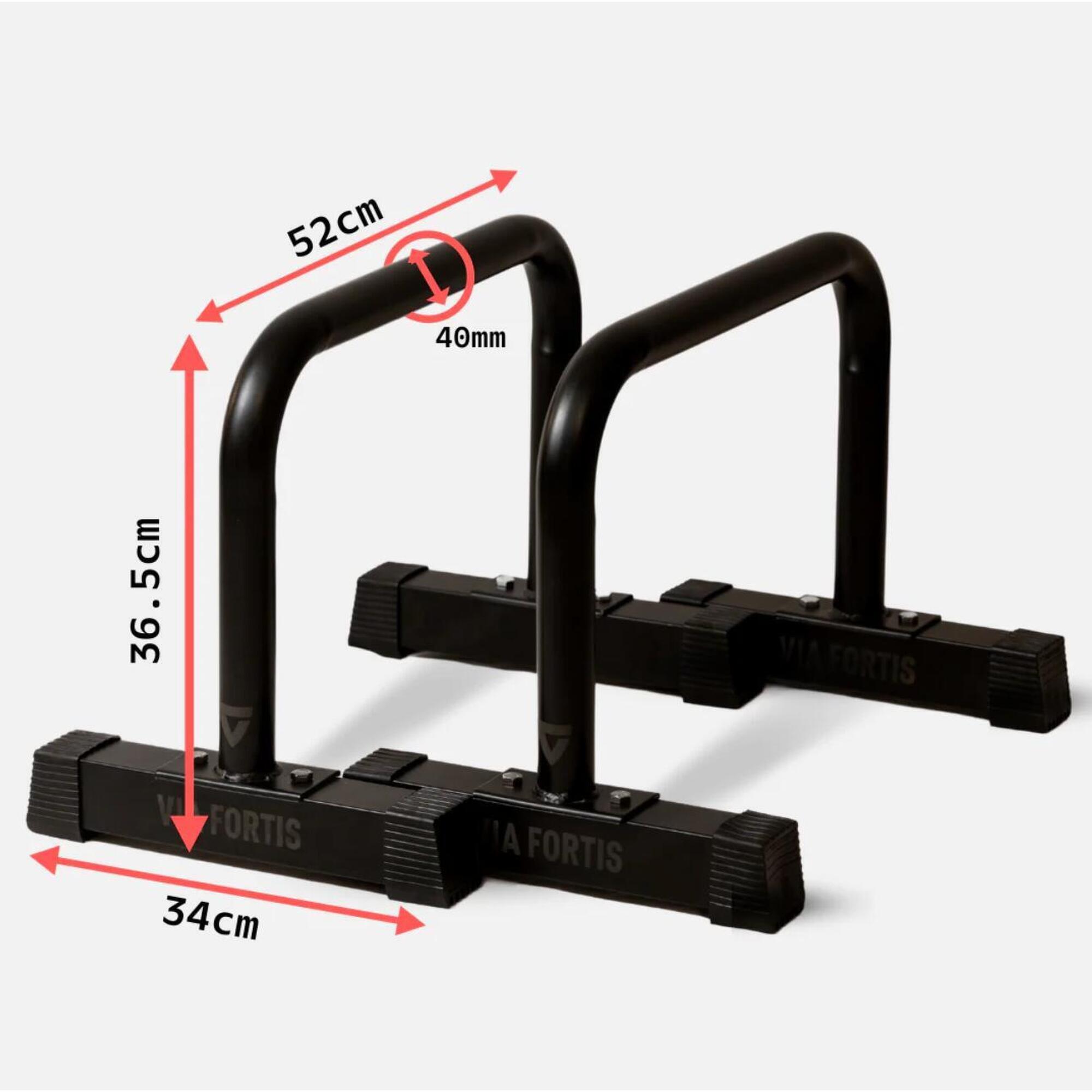 Via Fortis - Barres Parallettes Premium Taille L, Leader En Street Workout Et Renforcement - Poignées Pour Pompe - Noir - Taille Unique - Decathlon