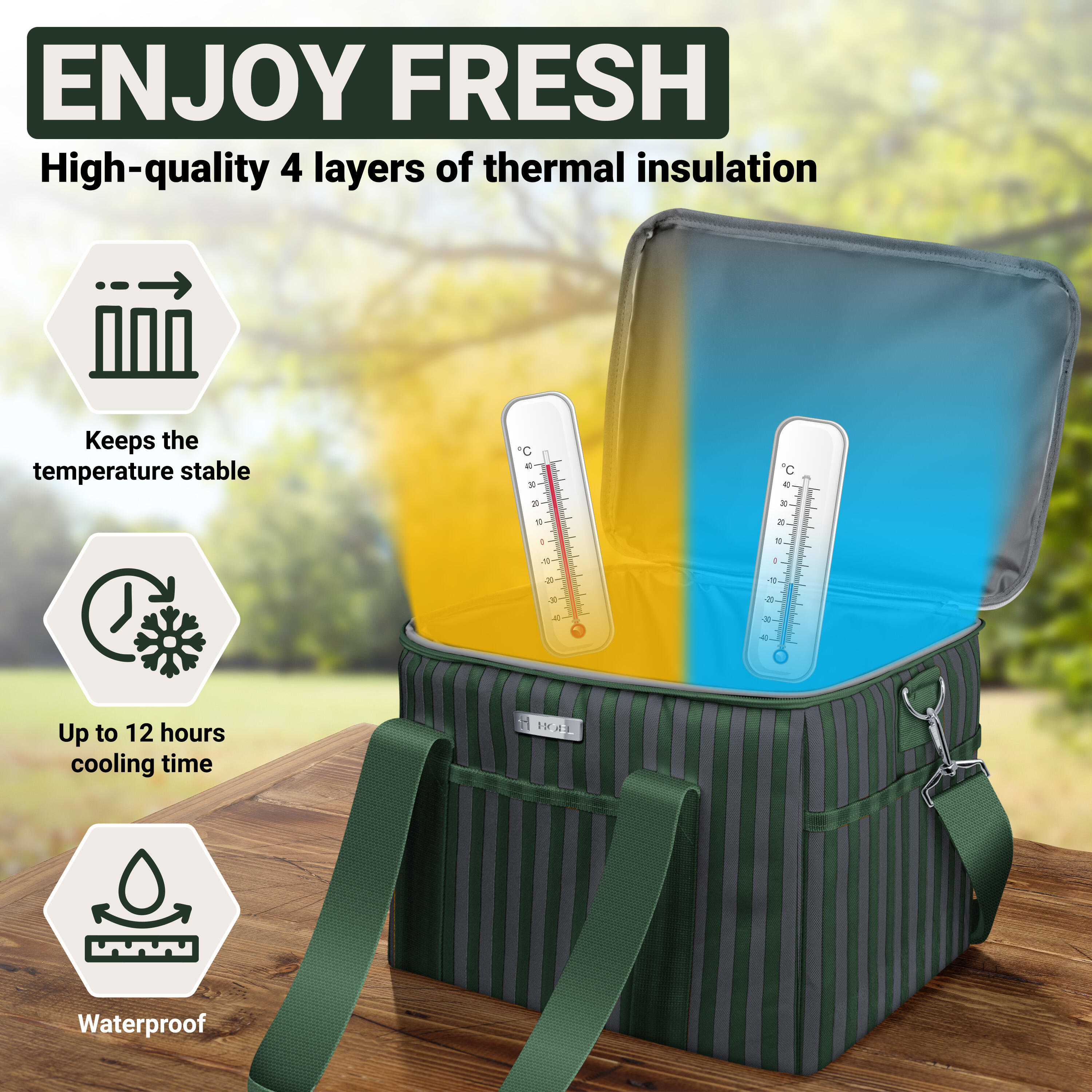 HOEL  Borsa Termica Porta Pranzo - Borsa Frigo Grande 2/7