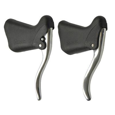 Silberne Schwarze Rennbremsgriffe 3-Finger Set 2-teilig