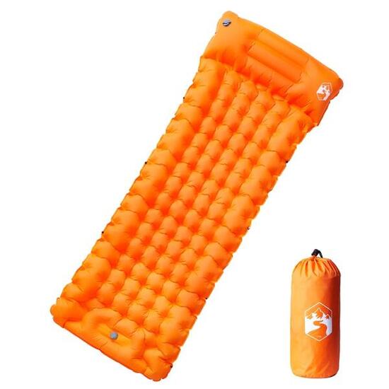 Matelas de Camping Autogonflant Vidaxl avec Oreiller - Orange 1-Personne