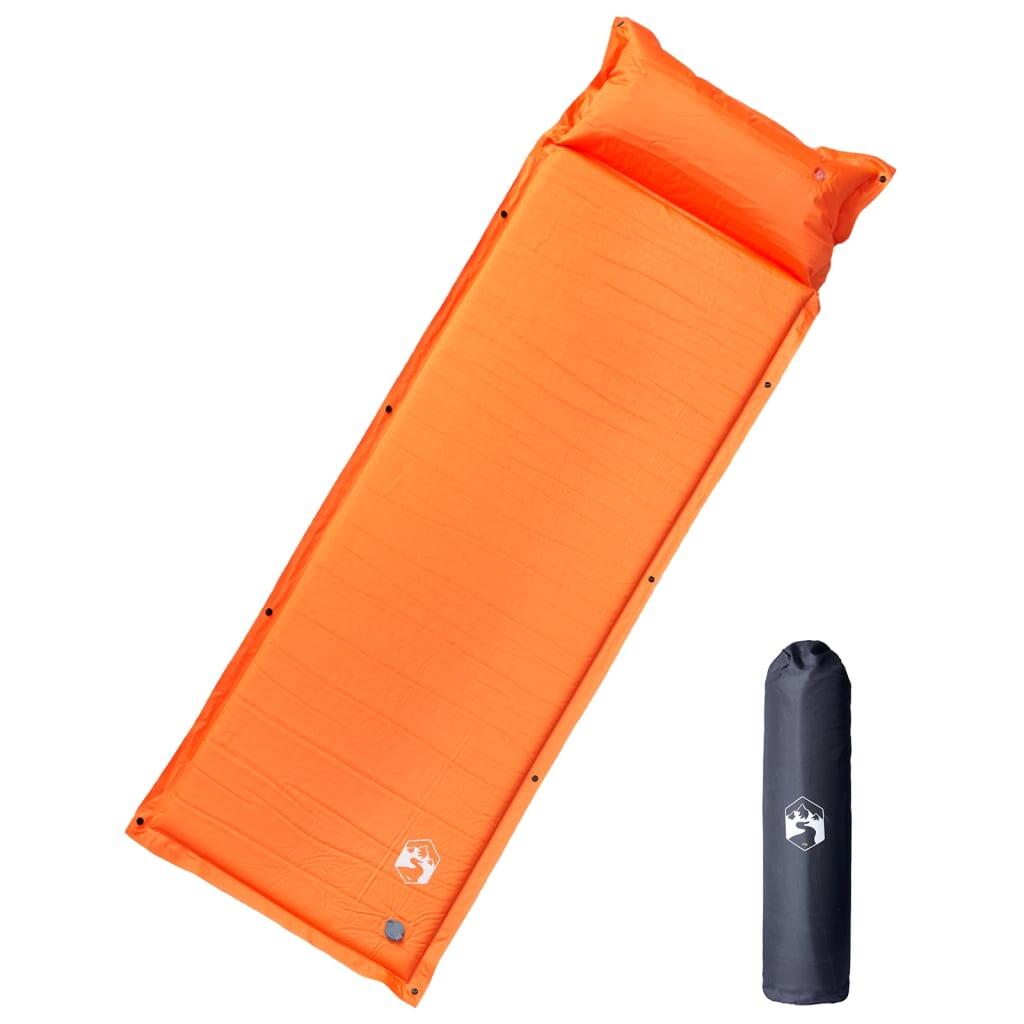 Matelas de Camping Auto-Gonflant Vidaxl avec Oreiller - Orange