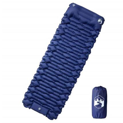 Matelas de Camping Auto-Gonflant VidaXL avec Oreiller - 1 Personne - Bleu Marine
