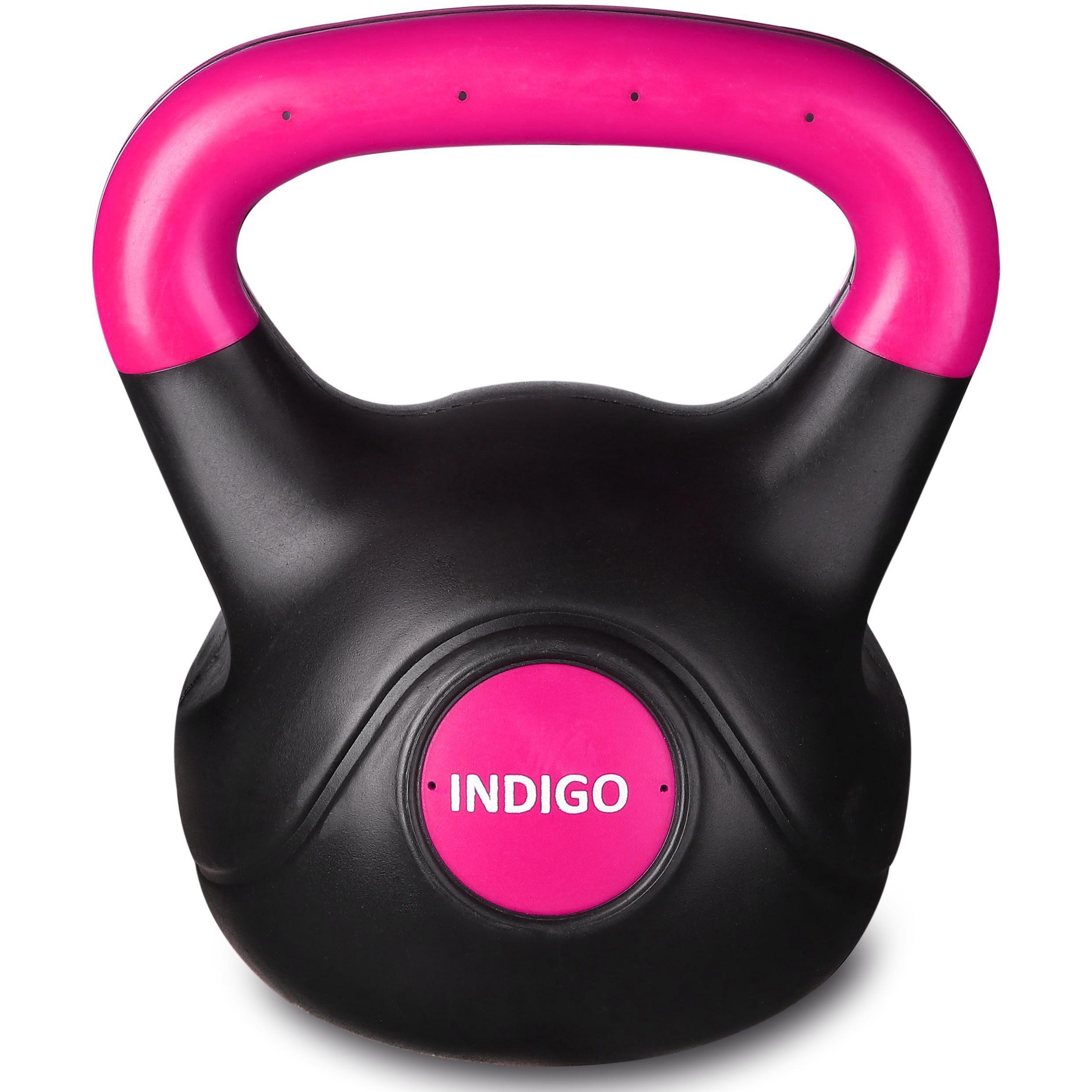 Kettlebell Plastique de Musculation et Cross Training INDIGO Noir-Rose 4 kg 2/5