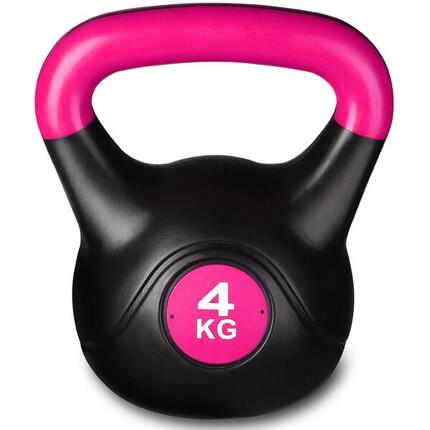 Kettlebell Plastique de Musculation et Cross Training INDIGO Noir-Rose 10 kg