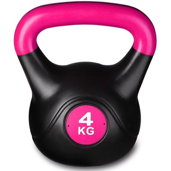 Kettlebell Plastique de Musculation et Cross Training INDIGO Noir-Rose 4 kg
