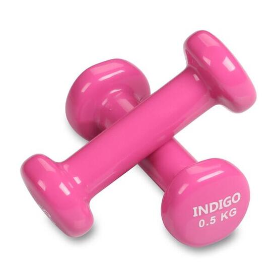Paire d'Haltères en Vinyle Fitness INDIGO Rose 0,5 kg