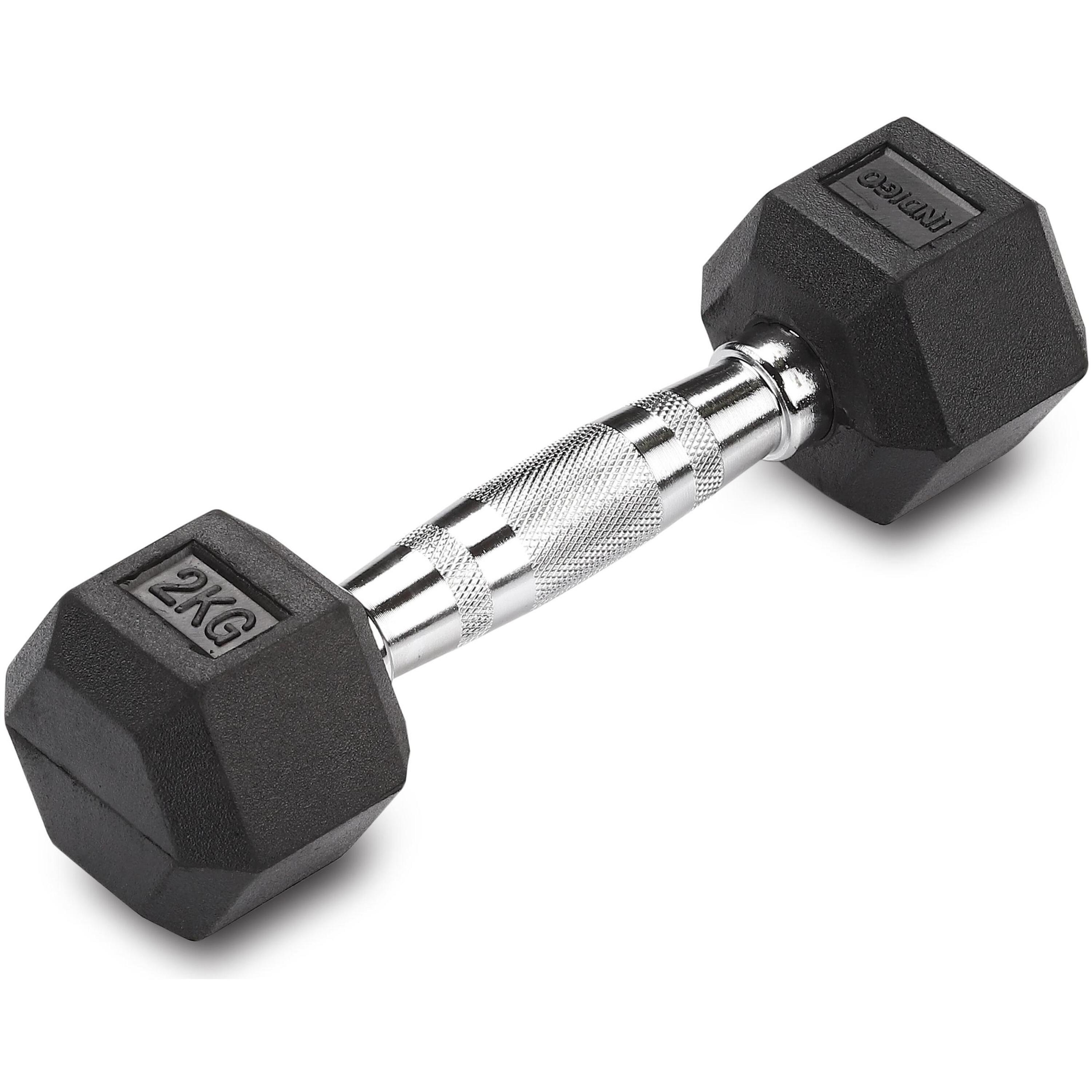 Paire d'Haltères Hexagonaux de Cross Training et Musculation INDIGO Noir 2 kg 1/7