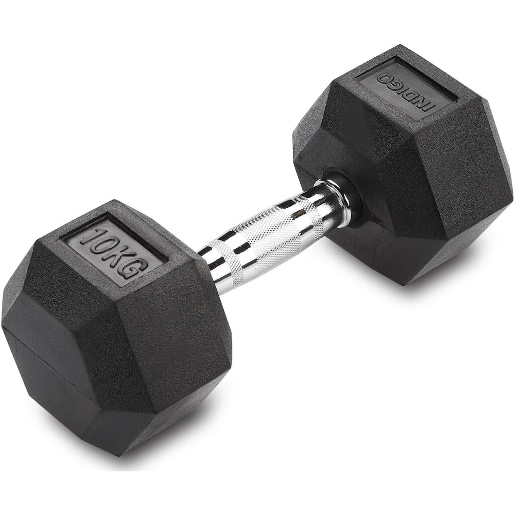 INDIGO Black Hexagonal Cast Iron Dumbbells Fitness