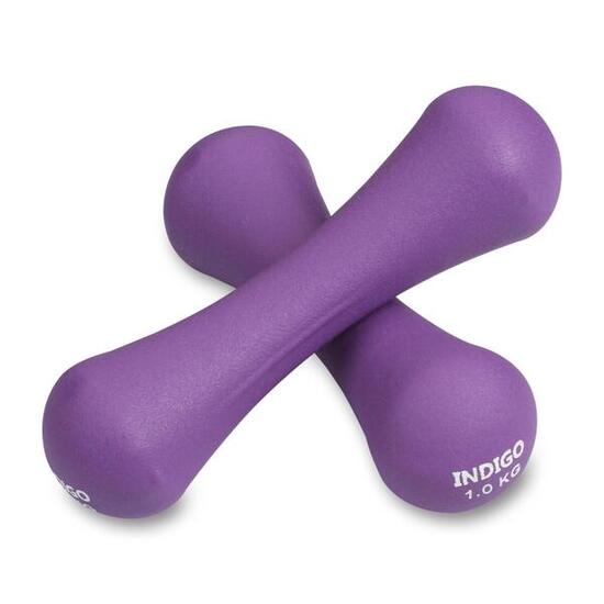 Paire d'Haltères Fitness en Néoprène Violet INDIGO 1 kg