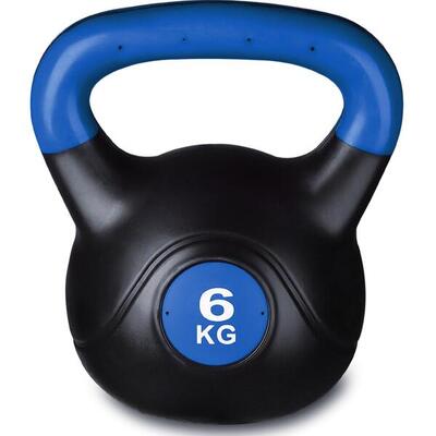 Plastic kettlebell voor bodybuilding en crosstraining indigo zwart-blauw 4 kg