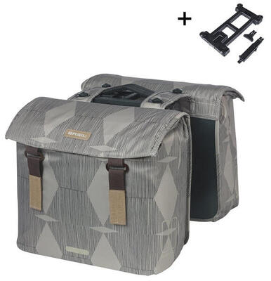 Basil elegante dubbele fietstas mik - 40-49l - chateau taupe