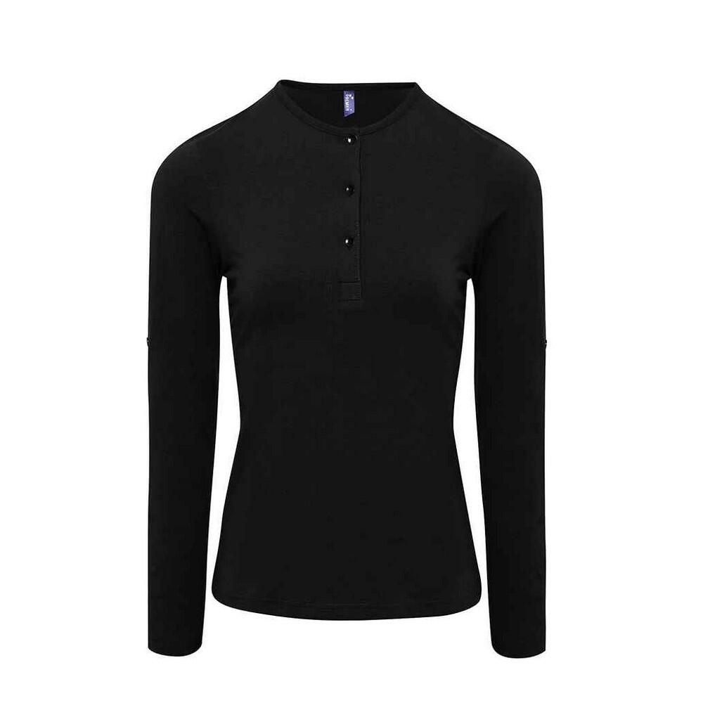 Premier Womens/Ladies Long John Plain Roll Sleeve T-Shirt