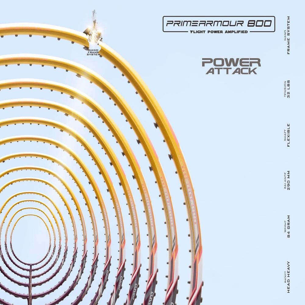 Hundred Badmintonschläger – Primearmour 800 Gold/Dunkelviolett 3/6