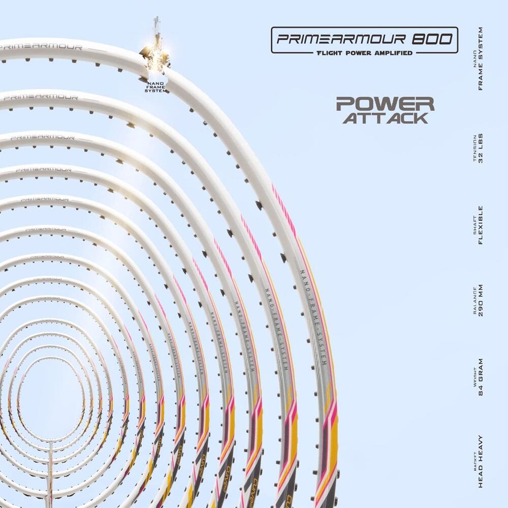 HUNDRED PRIMEARMOUR 800, Carbon-Badminton, 84 g, besaitet 3/6