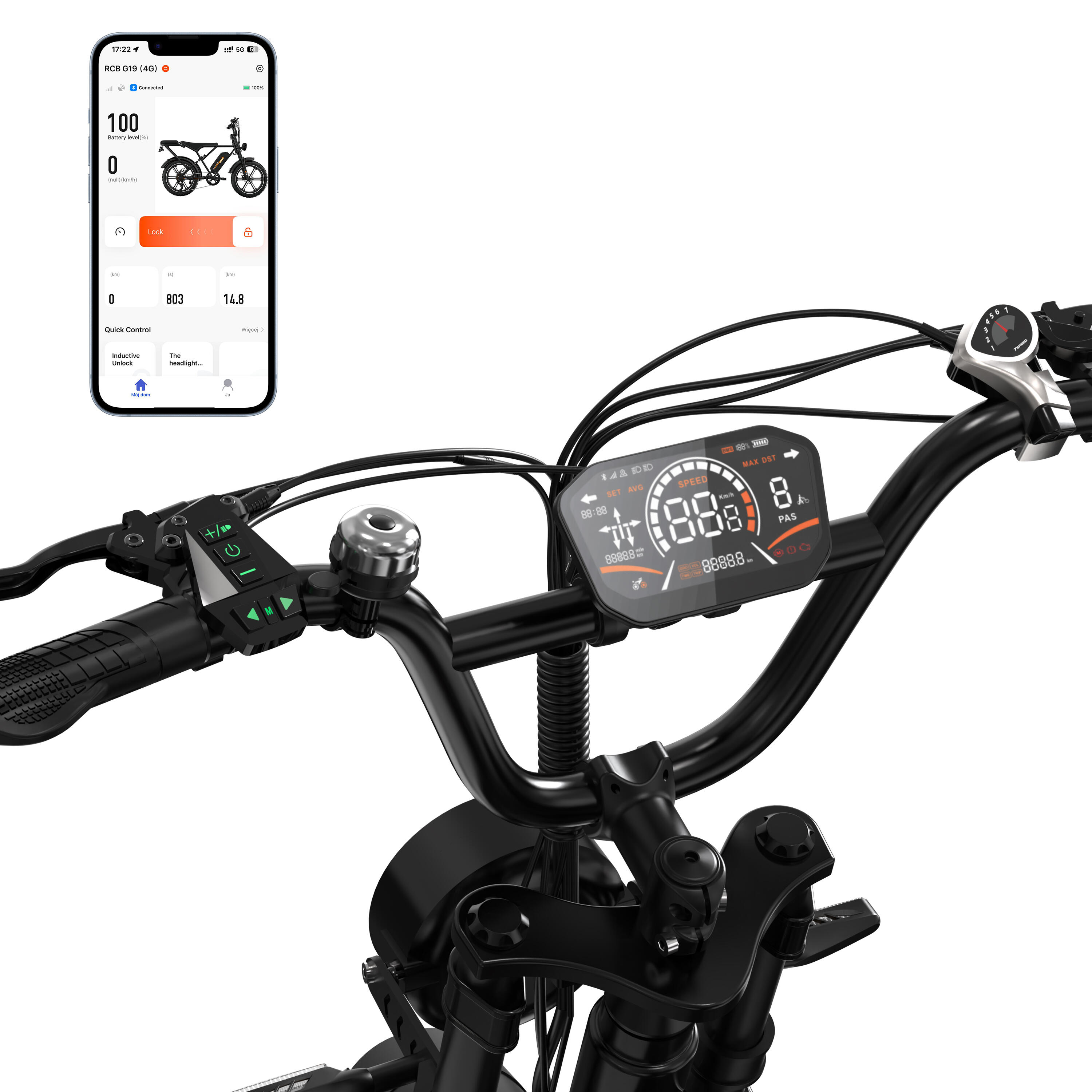 RCB Electric City Bikes G19 APP&NFC  4.0" x 20" E-bikes, 52-80 3/7