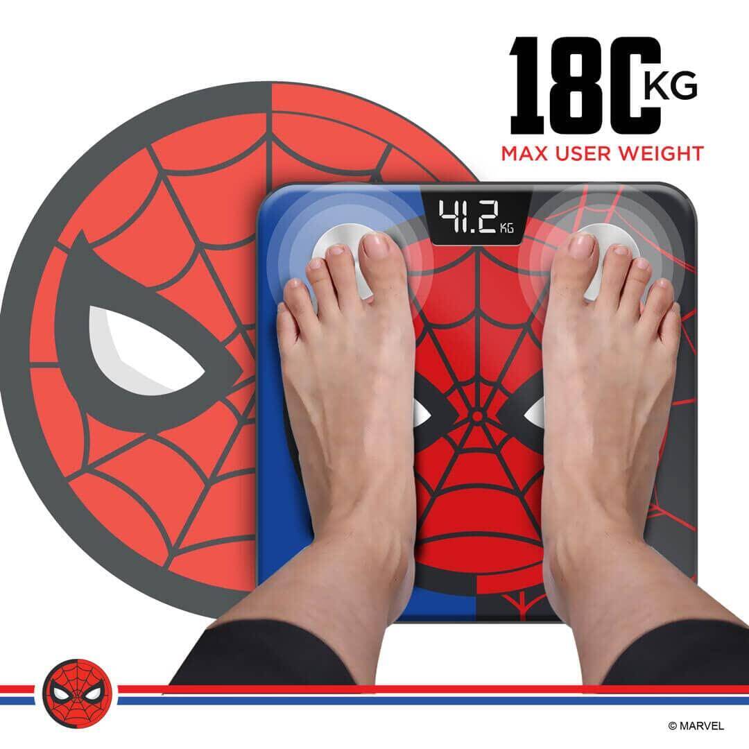 PowerMax X Marvel BCA-145 Spider-Man Edition Digital Bathroom Weight Scale for Human Fitness Body Weight with Max Weighing Capacity 180kg, LED Display, Tempered Glass, Mobile App and Body Fat Analyzer -  3