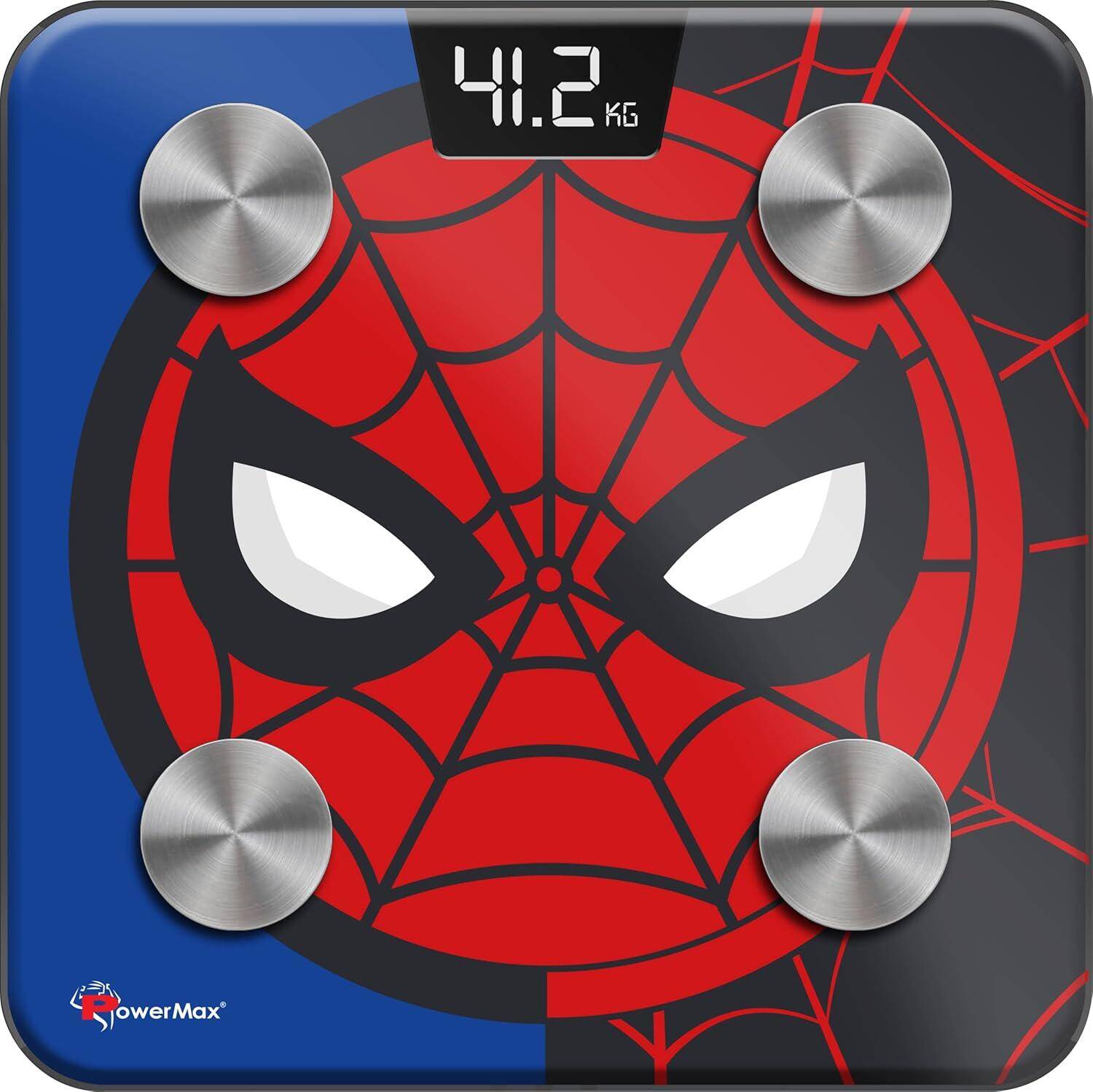 PowerMax X Marvel BCA-145 Spider-Man Edition Digital Bathroom Weight Scale for Human Fitness Body Weight with Max Weighing Capacity 180kg, LED Display, Tempered Glass, Mobile App and Body Fat Analyzer -  1