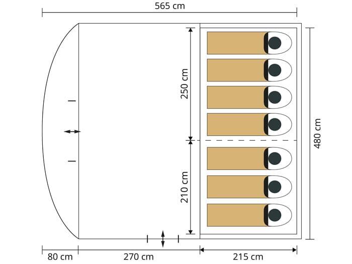 Tunneltent Egersund 7 XL Sleeper Protect - 7 pers - donkere slaapcabine 7/7