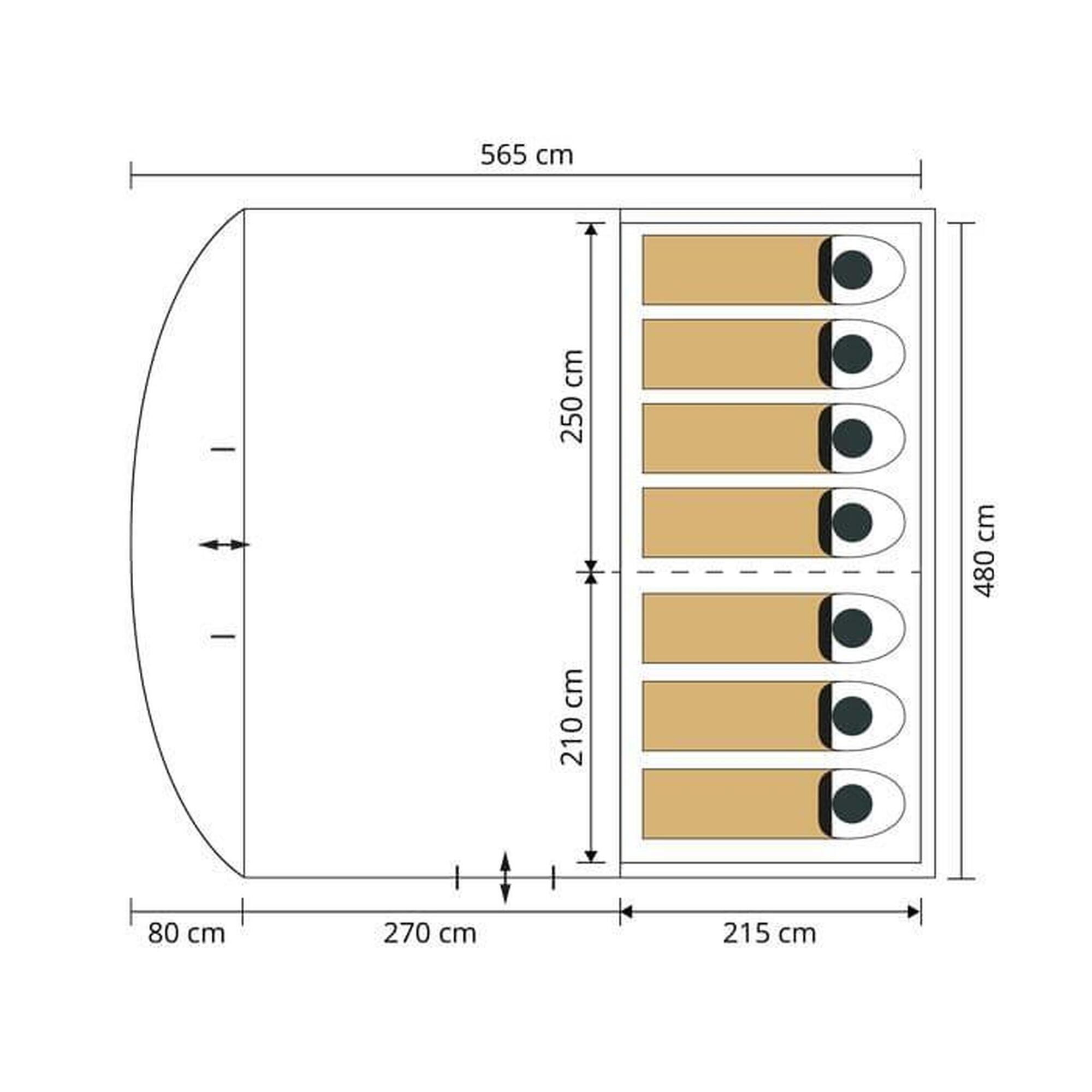 Tente tunnel Egersund 7 XL Sleeper Protect - 7 pers - Sol cousu - 1 cabine noire