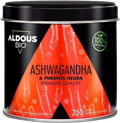 Ashwagandha con Pimienta Negra Ecológica Aldous Bio | 250 cápsulas